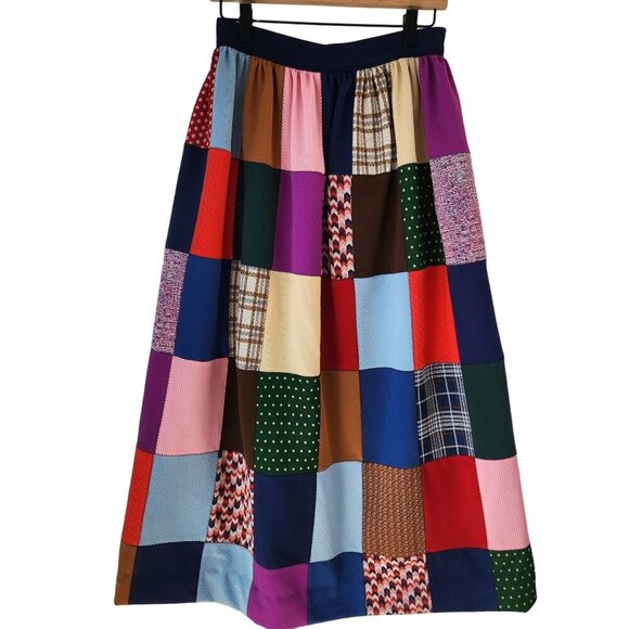 Vintage Dresses & Skirts - VTG Handmade Patchwork Maxi Skirt 70s Seventies Boho Bohemian Fall Women's S